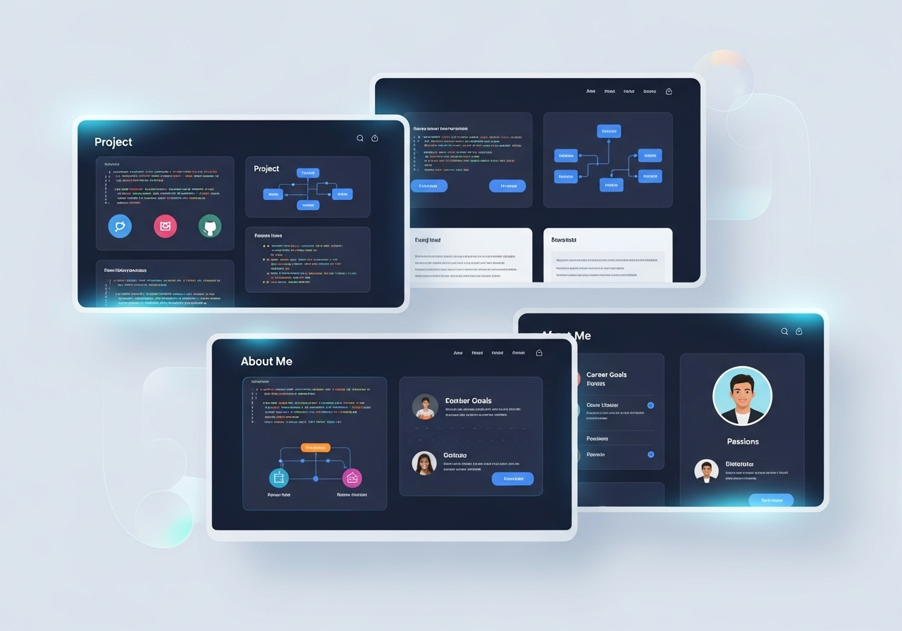 A student working on a portfolio website